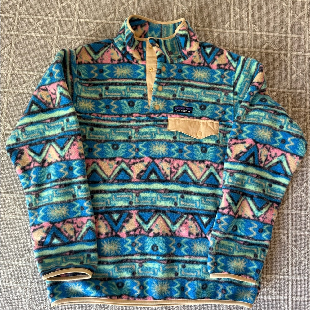 Patagonia Synchilla Fleece in Blue and Cream
